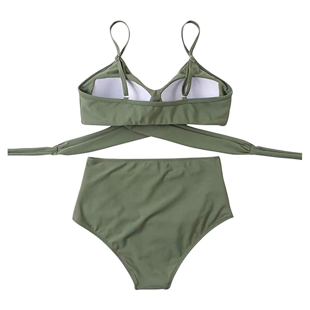 Women Cross Wrap Halter Bikini Set High Waisted Push Up Two Piece Swimsuits L - Picture 5 of 5